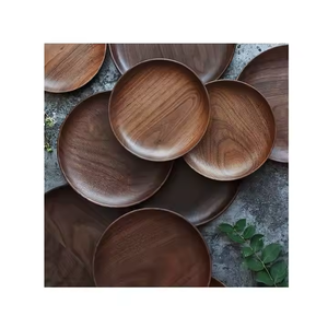 Assiettes de fête en bois durables Assiettes de présentation en bois vintage Assiettes en bois modernes par glowin fashion - Product Image 1