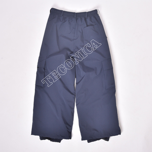 Pantalones Cargo de Nieve Azul Marino con Bolsillos con Cremallera, Cintura Ajustable con Tiras, Forro Cálido y Diseño Impermeable de Pierna Ancha - Product Image 2