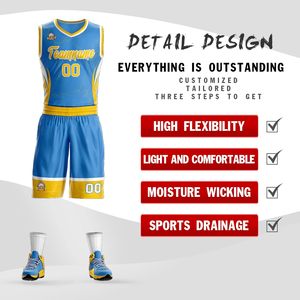 Ensemble d'uniformes de basket-ball d'été personnalisables pour hommes Maillot d'entraînement sportif respirant Impression de logo Options de taille plus pour l'université - Product Image 2
