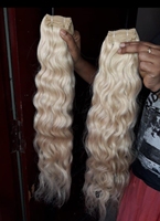 Cheveux bouclés naturels avec blond 613 par des vendeurs indiens, double trame à la machine, sans nœuds, sans perte de cheveux