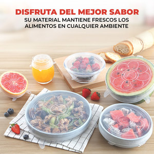 6 Coperchi in Silicone Flessibili e Riutilizzabili per Uso in Cucina - Product Image 1