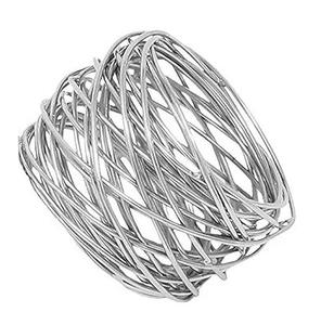 Rond de serviette en fil métallique au design élégant finition argentée pour décor de banquet de mariage et de dîner porte-serviettes rond - Product Image 3