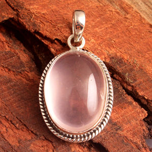 Colgante fino de Plata de Ley 925, joyería de plata de cuarzo rosa - Product Image 2