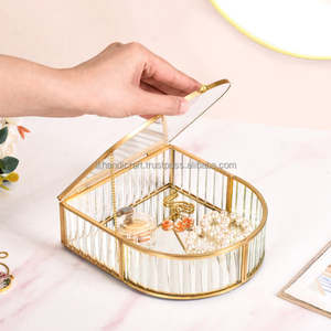 Boîte à bijoux en verre Vintage personnalisée de haute qualité miroir Vintage faible étiquetage privé cadre en métal en laiton boîte d'affichage en vrac - Product Image 3