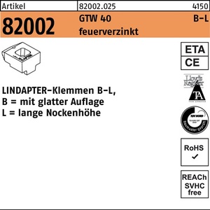 Abrazaderas R 82002 GTW 40 LM 20/12.5 Galvanizadas en Caliente 1 Pieza LINDAPTER - Product Image 1