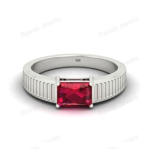 Anillo de Boda Octogonal Personalizado Hecho en India, 7x5mm, Chapado en Oro, Plata de Ley 925, Engaste de Cuarzo, Hecho a Mano - Product Image 4