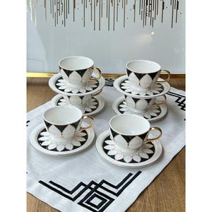 Tazza di caffè turco goccia nera 12 pezzi per 6 persone