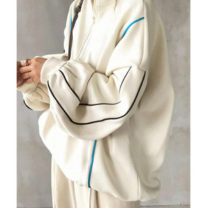 เสื้อพูลโอเวอร์ผู้หญิงทรงหลวมแบบซิป ¼  สำหรับฤดูหนาว  ลายพิมพ์โลโก้ด้วยความร้อน  แฟชั่นใหม่  แบบสั่งทำได้ - Product Image 2