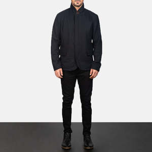 Winter Thomas Black Reversible <b>Smart</b> Casual Wool Zippered <b>Jacket</b>-XS Size Leather Embroidered Vintage/Streetwear Pattern - Product Image 3