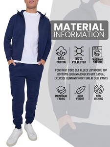 OEM de alta calidad con cremallera completa Sudadera con capucha y Jogger slim fit pantalón Sweatsuit Heavyweight hombres chándales - Product Image 5