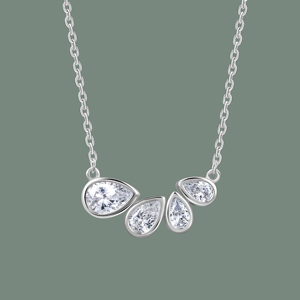 Luxury Pear Cut CZ Diamond <b>Necklace</b> for Women 925 Sterling Silver Teardrop Cluster Pendant <b>Necklace</b> Minimalist Bridal Wedding - Product Image 3