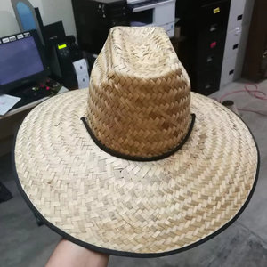 Vente en gros expédition rapide Chapeaux de paille style Panama brodés à la main en herbe naturelle Chapeau de cowboy rayé pour voyage Sports décontractés - Product Image 3