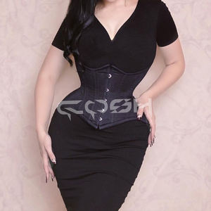 Sexy Wear Gothic Black Cotton <b>Corset</b> Belt Underbust Waist Cincher Steel <b>Boned</b> <b>Corset</b> | zwarte katoenen korset - Product Image 5