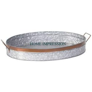 Plateau de service en métal fabricants Promotion à bas prix maison hôtel Simple bord galvanisé fruits Snack plateau revêtement alimentaire sûr - Product Image 3