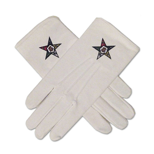 Gants maçonniques en tissu de qualité supérieure avec broderie dorée, motif équerre et compas, broderie au point de croix et travaux d'aiguille, Régalia maçonnique - Product Image 5