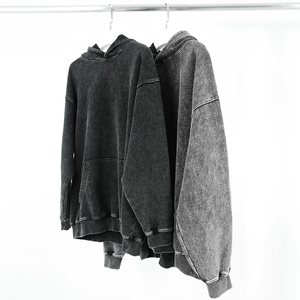 Haute Qualité En Détresse Broderie Éponge De Coton Lourd Tissu En Gros Zip up Hommes Broderie À Capuche Respirant En Gros - Product Image 5