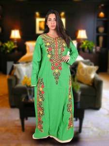 Abiya en coton brodé pour femmes, vêtements islamiques, jilbab arabe, dubaï, nouvelle collection 2022 - Product Image 3