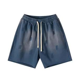 Nouveauté Short en coton éponge solide avec cordon de serrage, Short vintage délavé à l'acide pour homme - Product Image 2