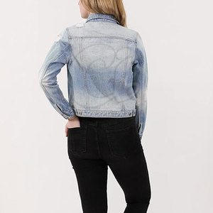Chaqueta vaquera para uso en exteriores para mujer, chaqueta vaquera de diseño único para mujer, chaqueta vaquera de color sólido para mujer - Product Image 2