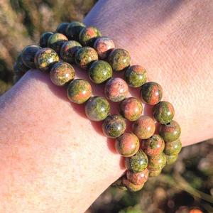 Natural Unakite Stone Beaded Bracelet Handmade Elastic Stretch Gemstone Polished Jewelry Love For Healing And Energy Balance - Product Image 2