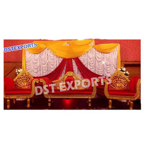 Elegante boda evento escenario muebles de plata asequible madera boda escenario sofá conjunto indio boda escenario sofá conjunto de plata - Product Image 6