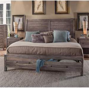 Woodcrafters Traditional Design Aurora Weathered Gray <b>Wood</b> King <b>Sleigh</b> Storage Bed with Panel Style - Product Image 1