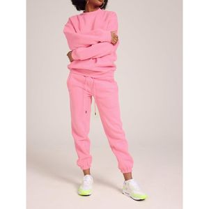 ชุดวอร์มลำลองสำหรับผู้หญิงฤดูหนาว แบบสองชิ้น สีพื้น สามารถสกรีนโลโก้ได้ ผลิตจากผ้าระบายอากาศ - Product Image 2