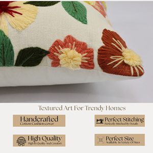 Funda de Almohada Decorativa Personalizable de Algodón Bordado a Mano con Diseño Floral Colorido, Estilo Boho Moderno para Sofá y Decoración del Hogar - Product Image 3