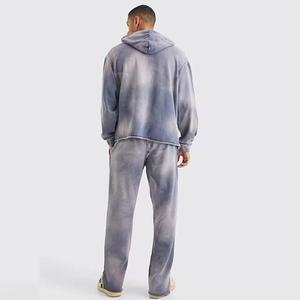 Men Fashion Washed Tracksuit Set Vintage Acid Wash Hoodie And Jogger Heavyweight Cotton Streetwear Custom Logo Manufacturer - Product Image 2