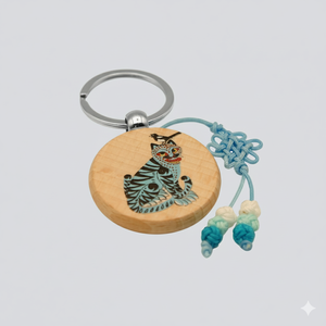 Porte-clés rond en bois imprimé UV Hojakdo - Product Image 6