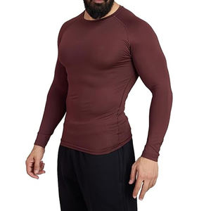 T-shirt de compression pour homme à manches longues Quick Rush Guard Sportswear pour la course à pied Gym & Workout Tissu tricoté Vêtements d'entraînement - Product Image 5