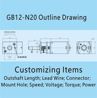 JRCMotor personnaliser petit GB12-N20 de moteur à engrenages à courant continu 12MM 3V 6V 12V plus petit N20 Micro moteur à courant continu pour serrure de porte