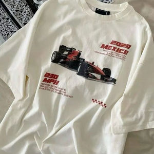 Retro Formula Racing Graphic T Shirt Premium Cotton Streetwear Oversized Fit Motorsport Style Vintage <b>Car</b> Print Casual - Product Image 1
