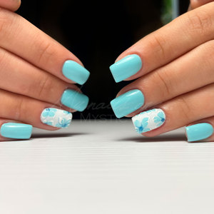 UV LED Gel Polish Color-Fabriqué en EU-CPNP-Bleu-Gel Polish 129 - Cyan 12ml - Mystic Nails - Product Image 3