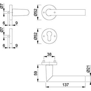 กรอบโลหะอะลูมิเนียม Amsterdam 1400/42KV/42KVS รุ่น F1 ทรงกลม PZ DIN ซ้าย/ขวา D/D ชุดโรเซ็ต HOPPE - Product Image 1