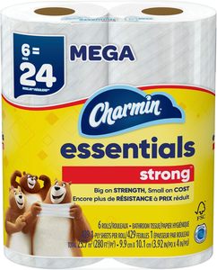 Charmine Essentials 1-Ply Mega Rolls Strong Bathroom <b>Tissue</b> 6 ea - Product Image 1