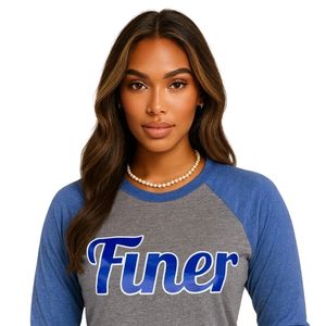 Camiseta de béisbol gris más fina ropa de hermandad de Mujeres de manga azul algodón colegiado vida griega camisa de béisbol informal bordada - Product Image 2