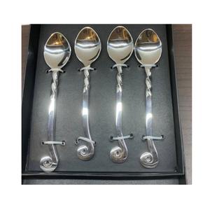 Juego de cubiertos de latón macizo, diseño único de flores, doble Mango en relieve, 5 esmaltes de espejo plateados, la mejor calidad - Product Image 6