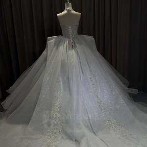 Lsoy022 Modern Floor-Length Luxury Sparkly Ball Gown <b>Wedding</b> Dress with Appliques Floral Print Full-Sequin Embroidery for - Product Image 2