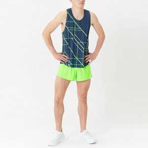 Men's Geometric Print Tank <b>Top</b> O-Neck Quick Dry Sporty Sleeveless <b>Navy</b> Green Pattern Knitted Polyester - Product Image 3