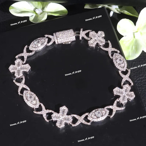 Iced Out Clover Bracelet <b>Silver</b> Moissanite Diamond Look Luxury Hip Hop Bling Statement Bracelet Gift <b>For</b> <b>Men</b> Women - Product Image 5