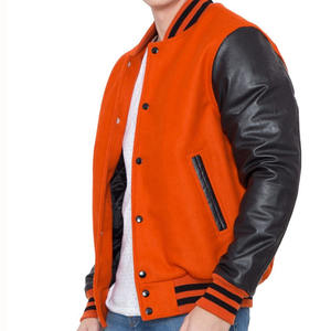 Vente de gros Veste de baseball à manches longues pour homme Vestes universitaires personnalisées en chenille logo brodé avec manches en cuir - Product Image 3