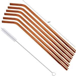 Ensemble de pailles en cuivre, pailles en cuivre écologiques, pailles à boire en métal, longue durée, qualité supérieure, sûres pour les boissons, paille à cocktail en cuivre - Product Image 6