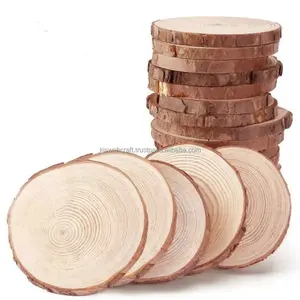 Cercles en bois naturel inachevés simplement conçus décor à la maison rustique pour mariage et noël tranches de bois et pièces-tapis et tampons - Product Image 1