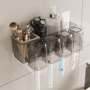 Moderno Soporte de Pared para Baño de Plástico para Cepillos de Dientes y Pasta Dental, con Dos Vasos, Caja de Almacenamiento, Duradero, Fácil de Limpiar, Organizador - Product Image 6
