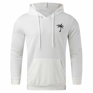 เสื้อสเวตเตอร์แบบสวมหัวแขนยาวสำหรับผู้ชาย, เสื้อกันหนาวแบบสวมหัวมีฮู้ดย้อมสีล้วนคอปกทำจากโพลีเอสเตอร์/ ผ้าฝ้าย - Product Image 4