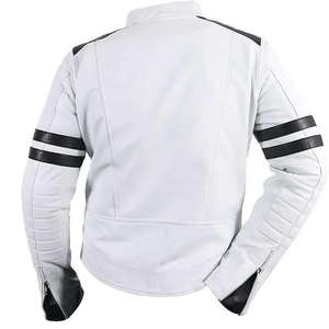 Chaqueta de Cuero de Oveja de Invierno para Hombre de Primera Calidad con Tejido Transpirable de Lona, Cierre de Cremallera, Colores Blanco y Negro - Product Image 2