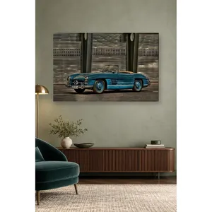 Fida Petrol Blue Mercedes 300 SL Roadster in Front of Shutters <b>Canvas</b> Print - Product Image 5