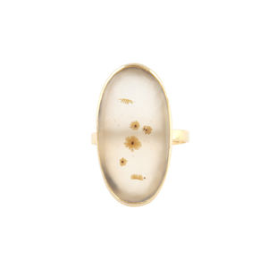 Bijoux fantaisie Agate dendritique naturelle anneaux plaqué or jaune pierre ovale ouvert anneaux réglables - Product Image 4