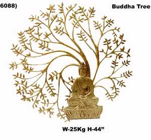 รูปปั้นพระพุทธรูปทองเหลืองพร้อมต้นไม้เชิดหุ่นตกแต่งบ้านจิตวิญญาณของขวัญแต่งงานทองเหลืองโบราณ - Product Image 1